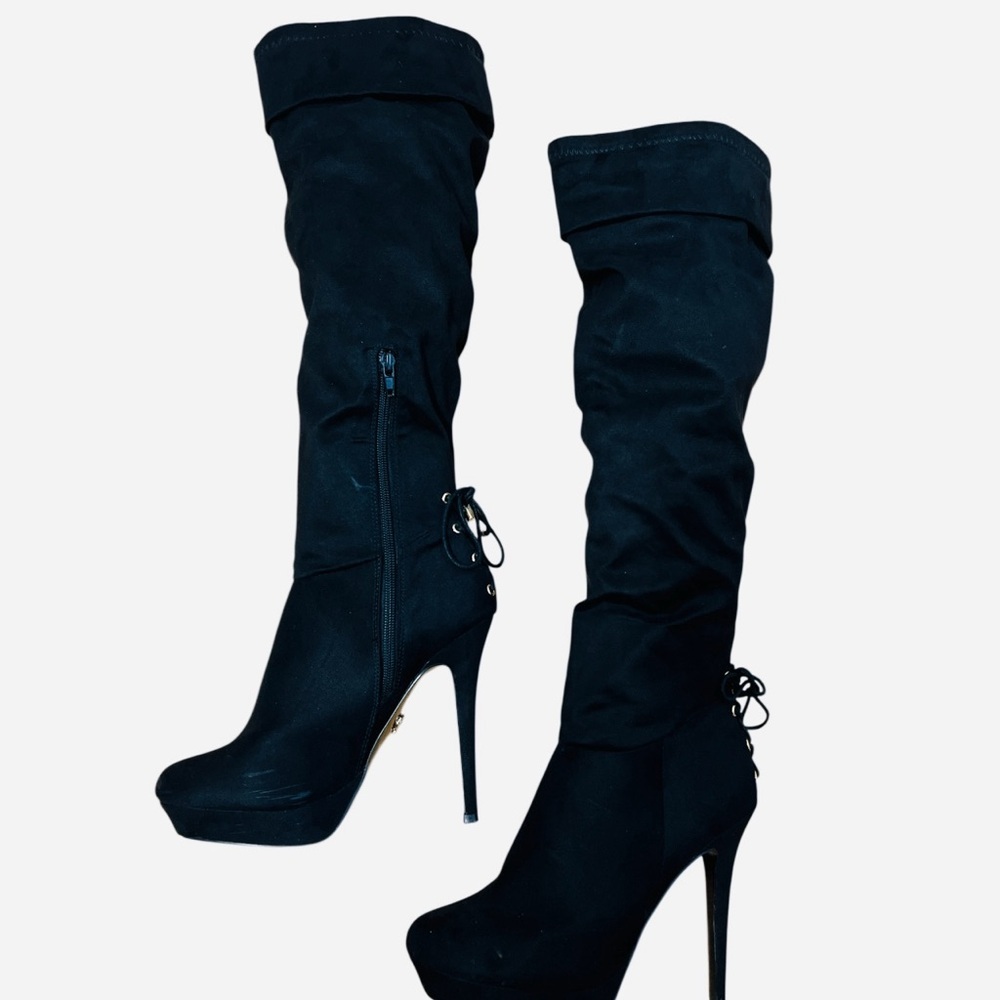 Thalia Sodi Black and Gold Over the Knee Boots - Picture 4 of 6